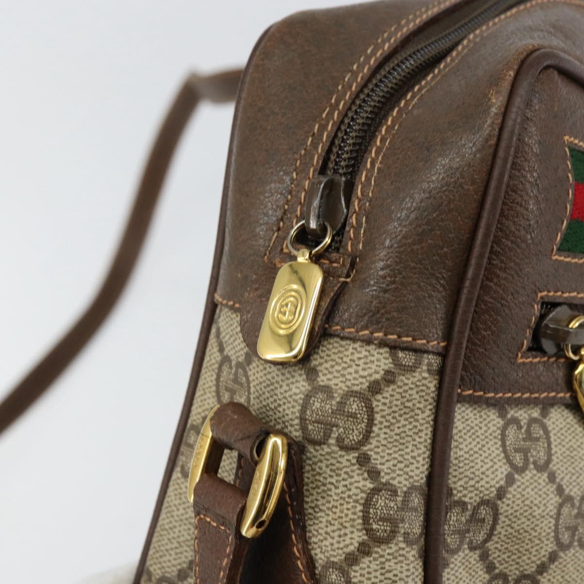 GUCCI GG Supreme Web Sherry Line Bag PVC Beige Gold 56 02 088 Auth 151331