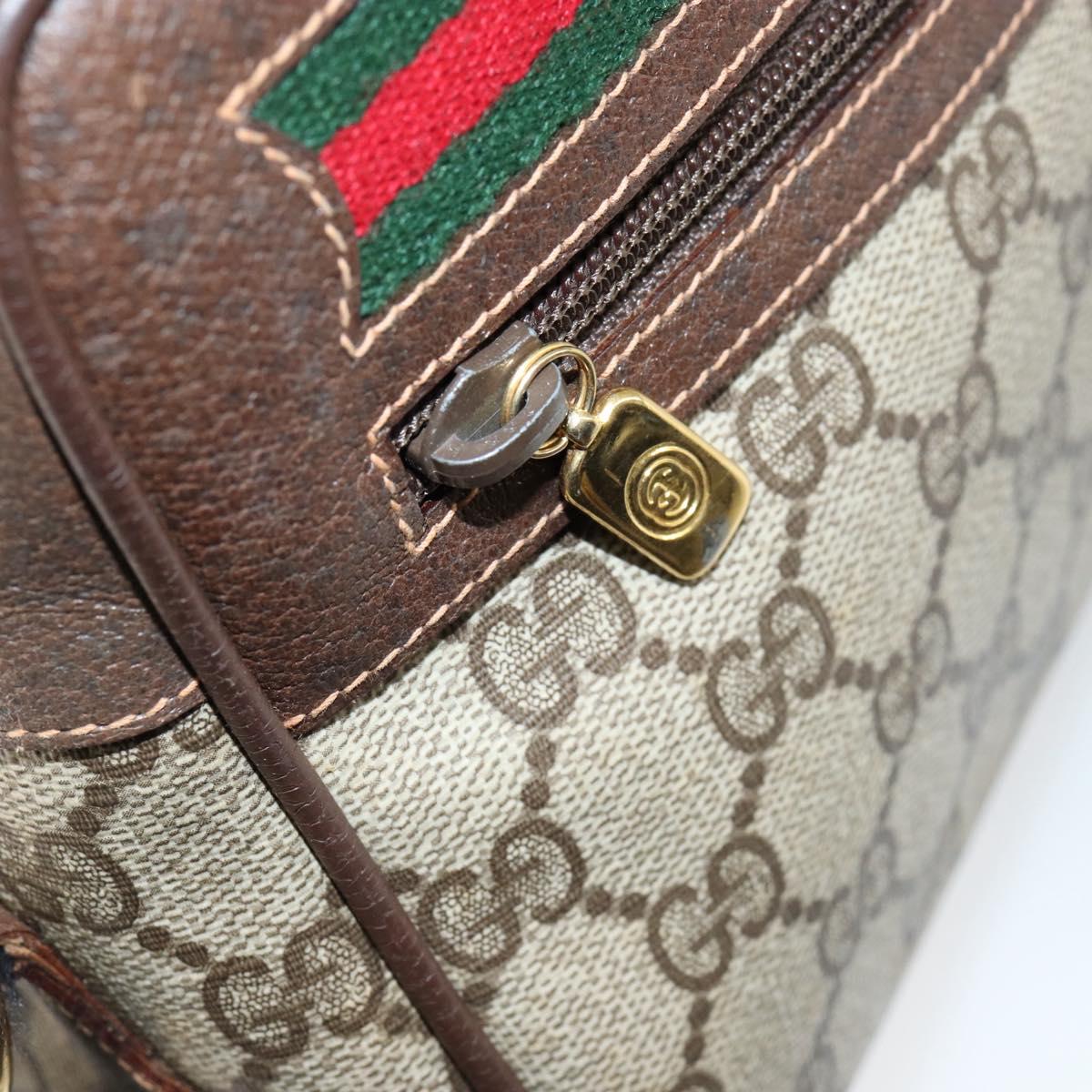 GUCCI GG Supreme Web Sherry Line Bag PVC Beige Gold 56 02 088 Auth 151331
