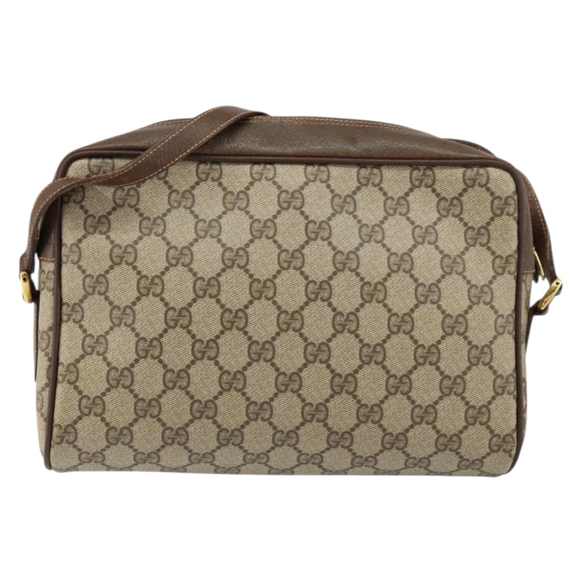 GUCCI GG Supreme Web Sherry Line Bag PVC Beige Gold 56 02 088 Auth 151331