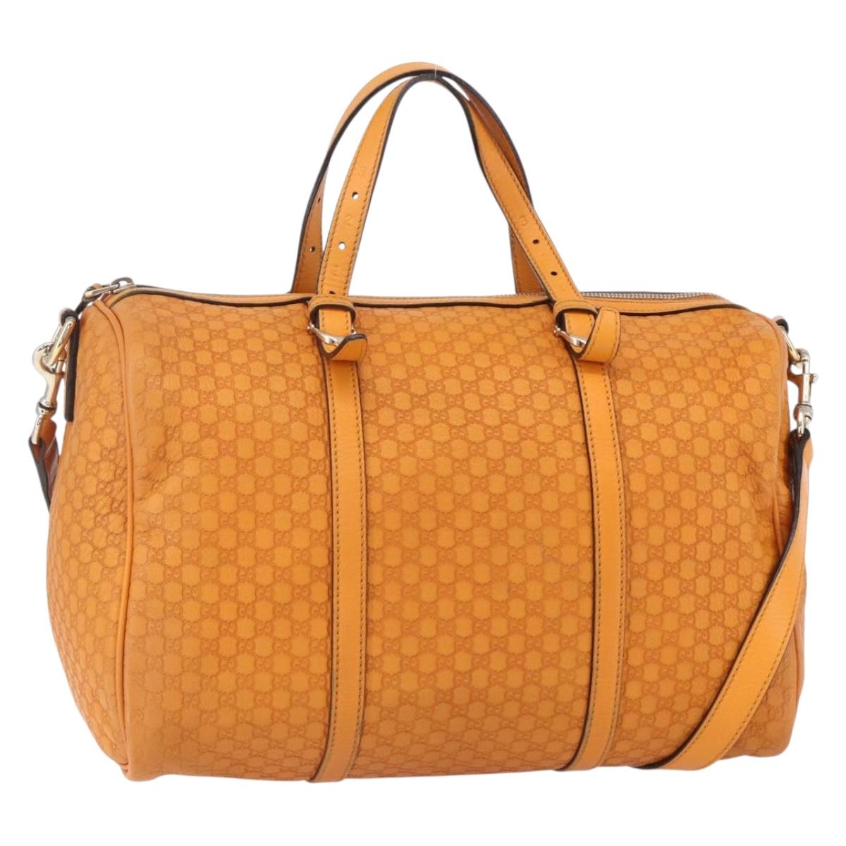 GUCCI Micro GG Canvas Guccissima Boston Bag 2way Orange Gold 322231 Auth 151335