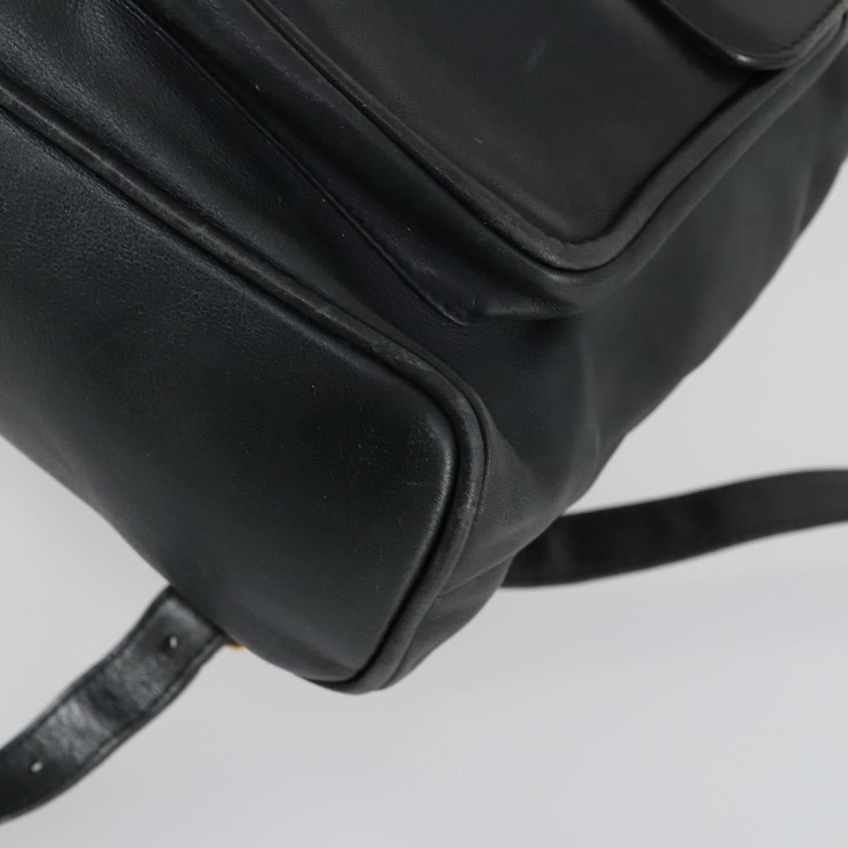 GUCCI Bamboo Backpack Leather Black Gold 003 2058 0016 Auth 151336