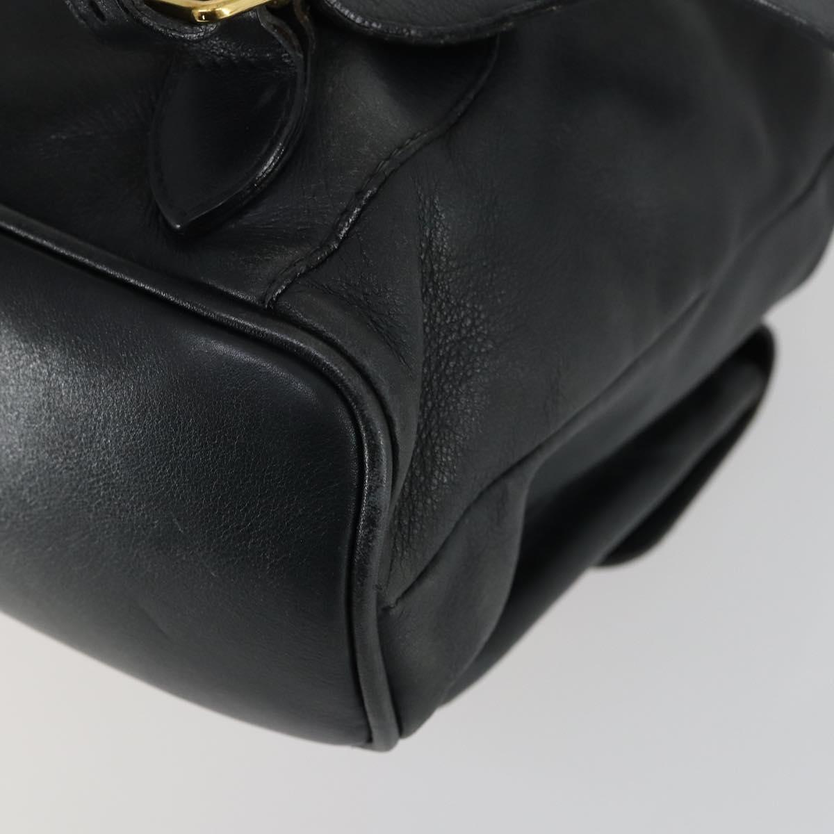 GUCCI Bamboo Backpack Leather Black Gold 003 2058 0016 Auth 151336