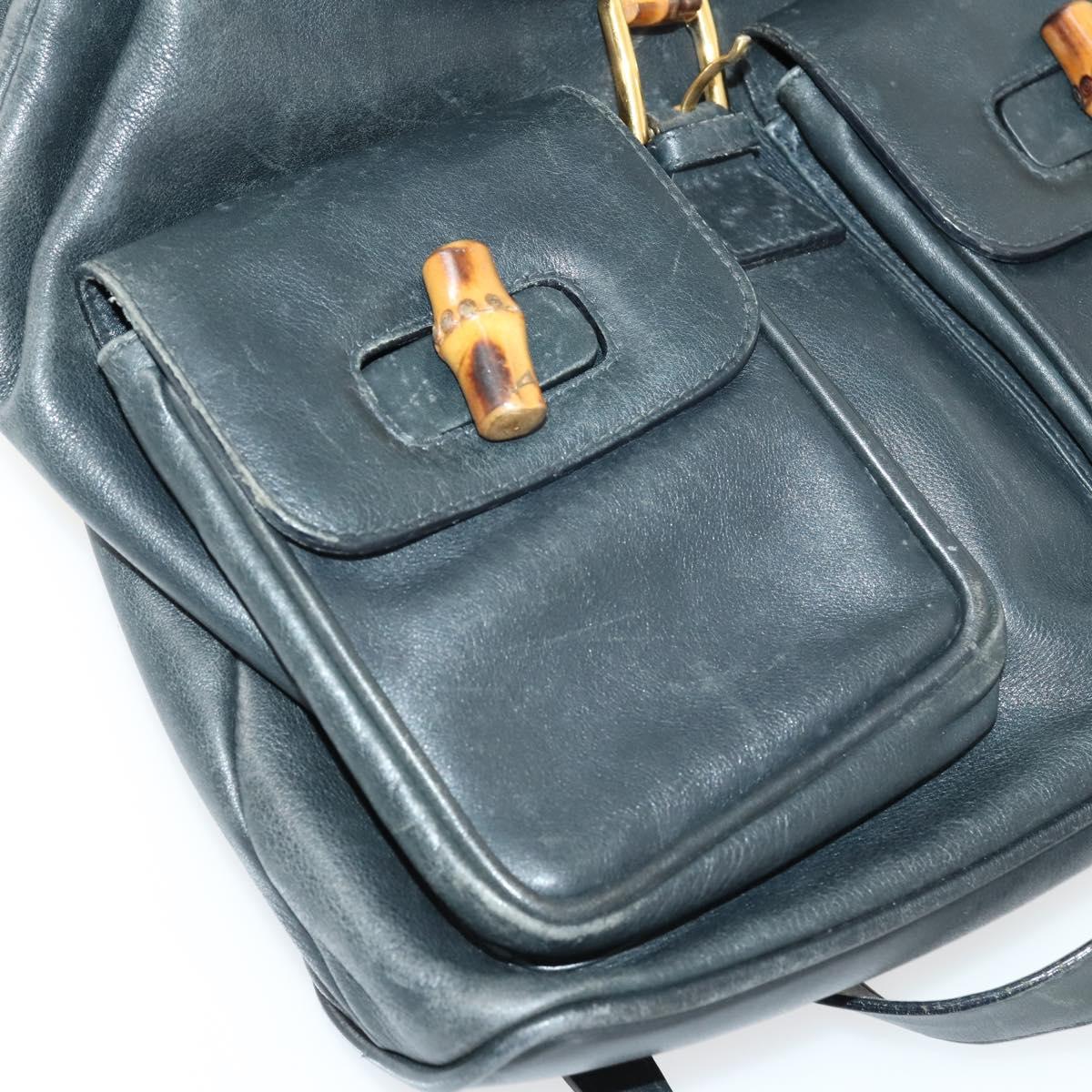 GUCCI Bamboo Backpack Leather Black Gold 003 2058 0016 Auth 151336