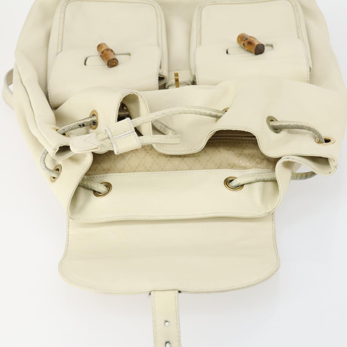 GUCCI Bamboo Backpack Leather Outlet Ivory Gold 003 8016 2058 Auth 151337