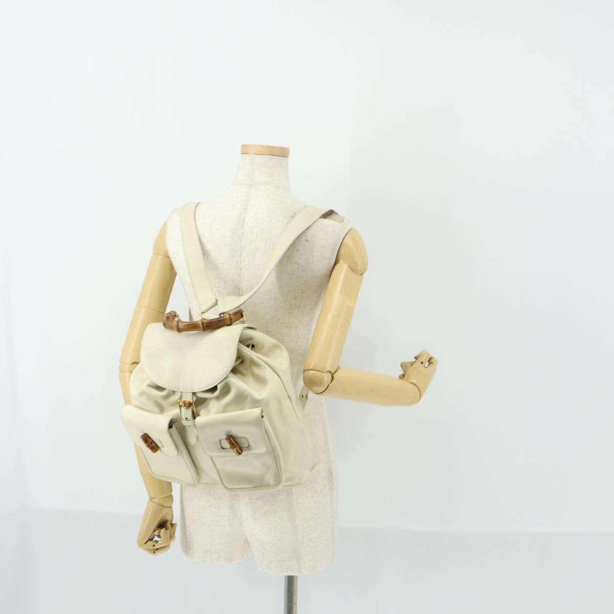 GUCCI Bamboo Backpack Leather Outlet Ivory Gold 003 8016 2058 Auth 151337