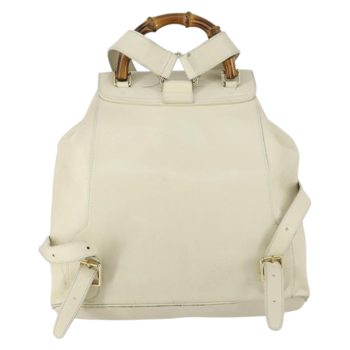 GUCCI Bamboo Backpack Leather Outlet Ivory Gold 003 8016 2058 Auth 151337