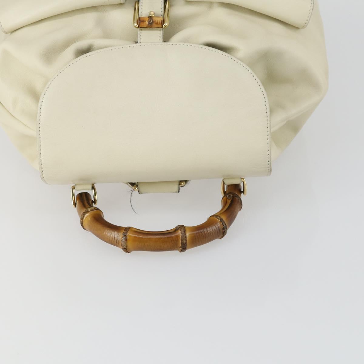 GUCCI Bamboo Backpack Leather Outlet Ivory Gold 003 8016 2058 Auth 151337