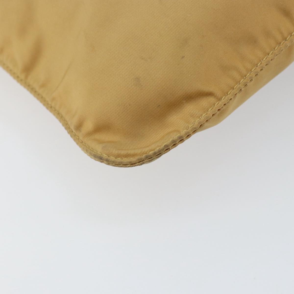 PRADA Shoulder Bag Nylon Beige Silver Auth 151338