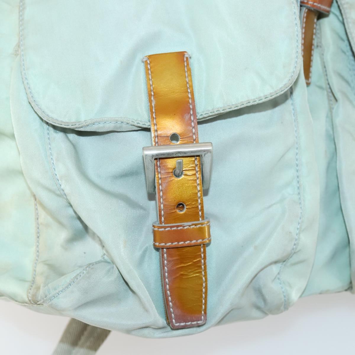 PRADA Backpack Nylon Light Blue Silver Auth 151340