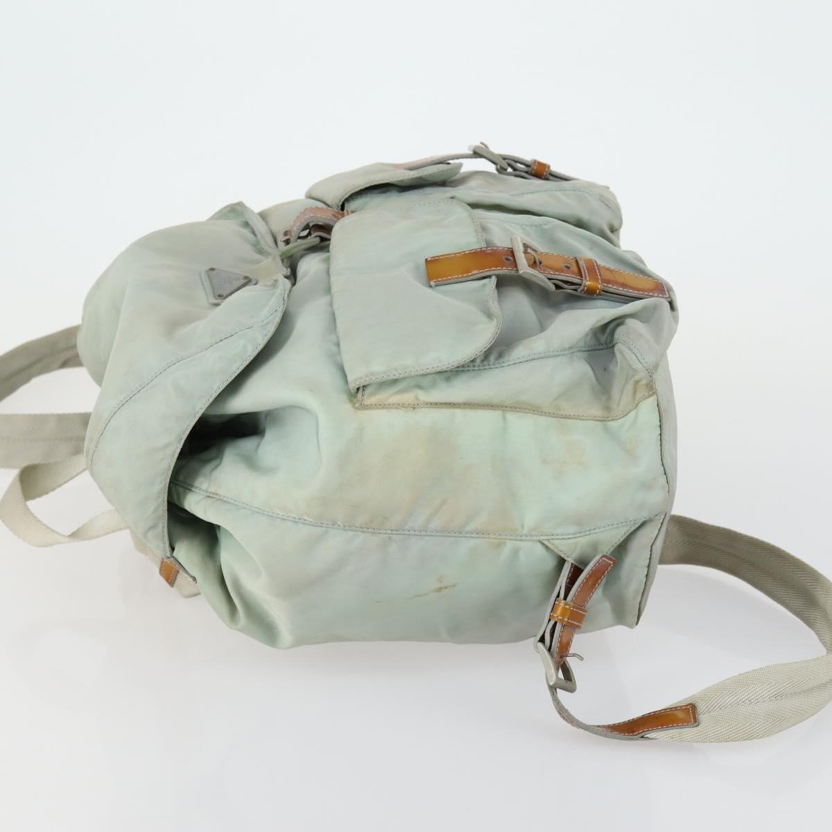 PRADA Backpack Nylon Light Blue Silver Auth 151340