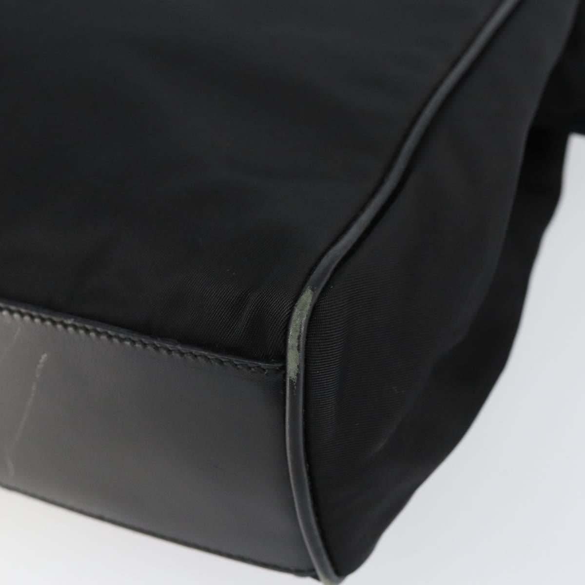PRADA Hand Bag Nylon Black Gold Auth 151341