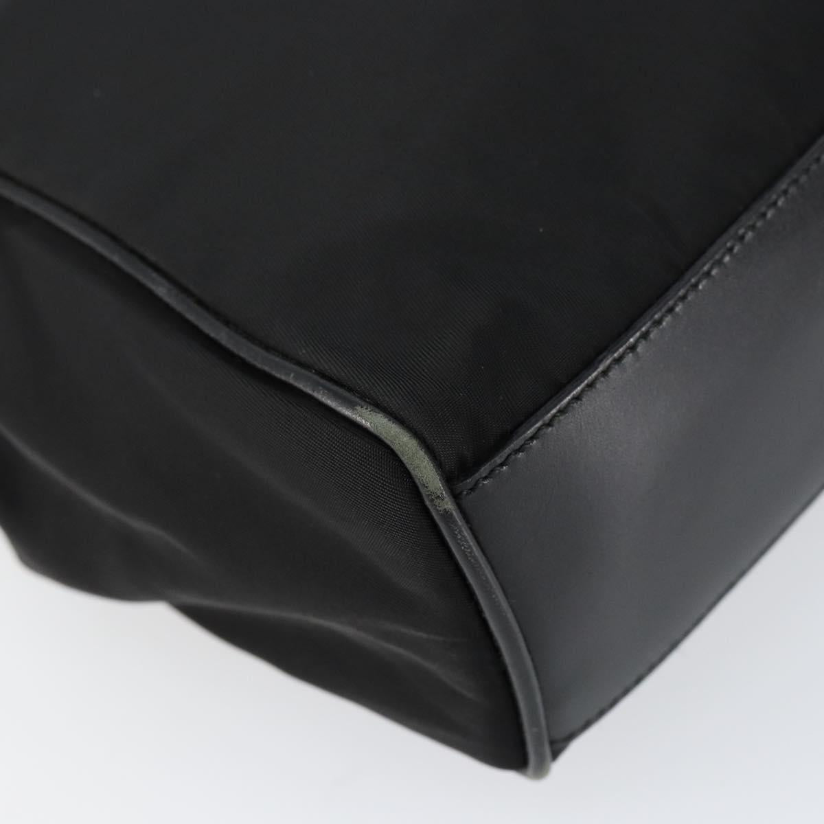 PRADA Hand Bag Nylon Black Gold Auth 151341