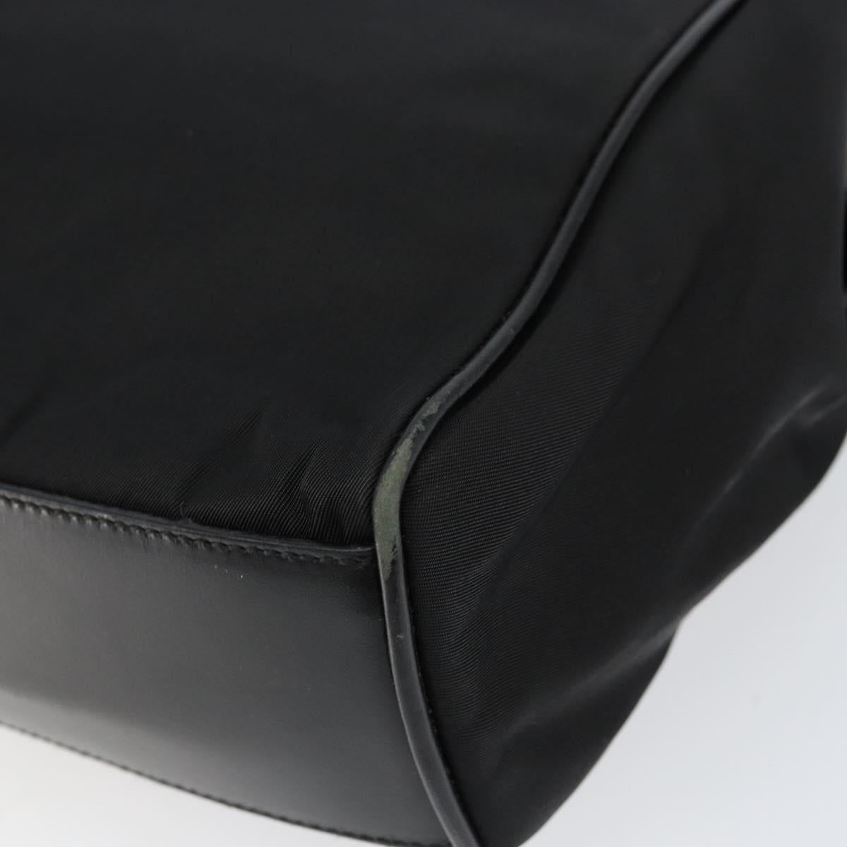 PRADA Hand Bag Nylon Black Gold Auth 151341