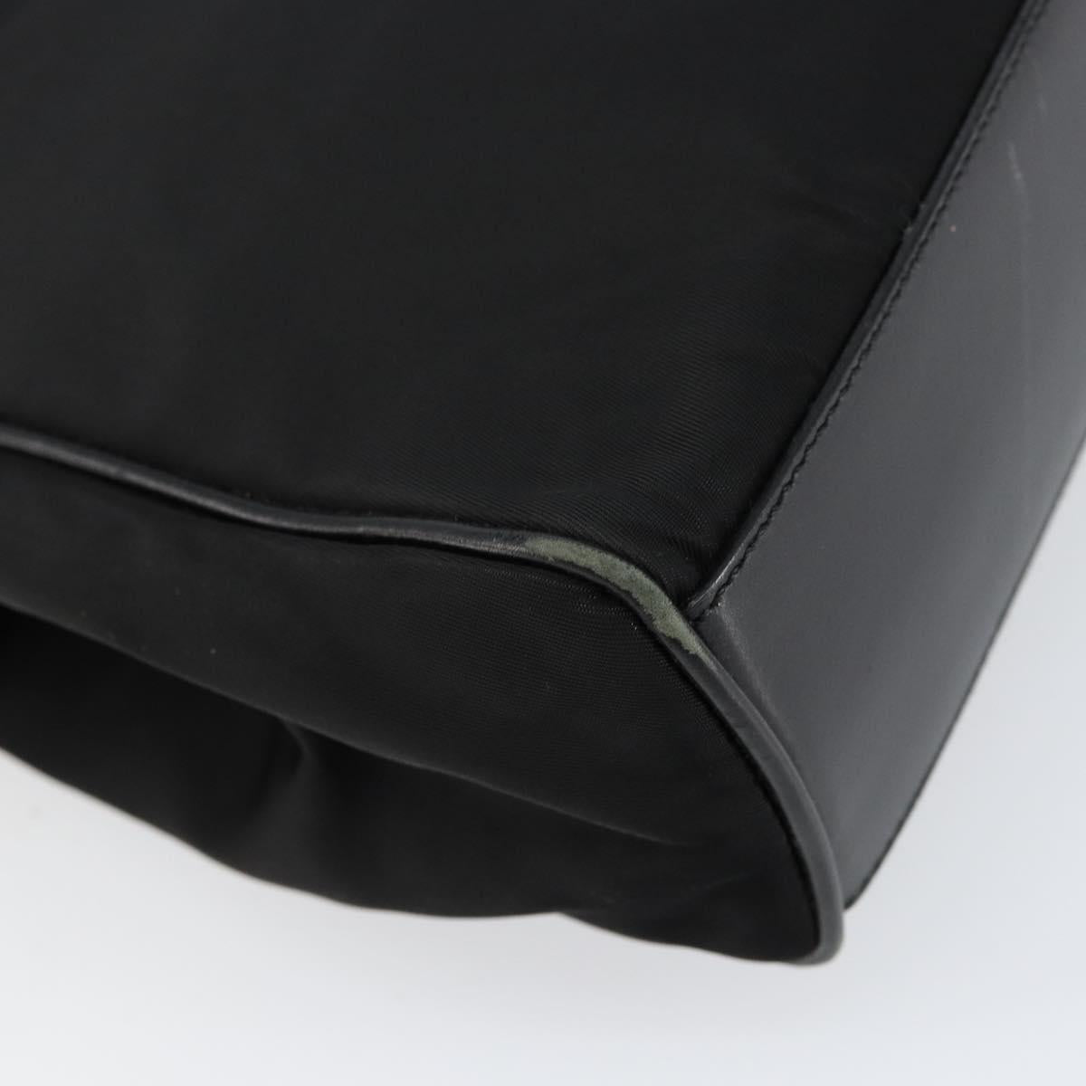 PRADA Hand Bag Nylon Black Gold Auth 151341