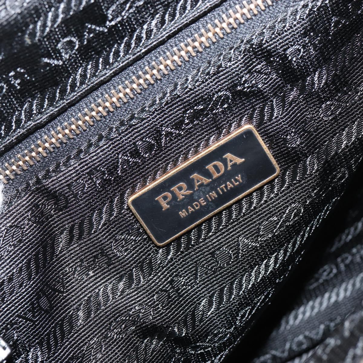 PRADA Hand Bag Nylon Black Gold Auth 151341