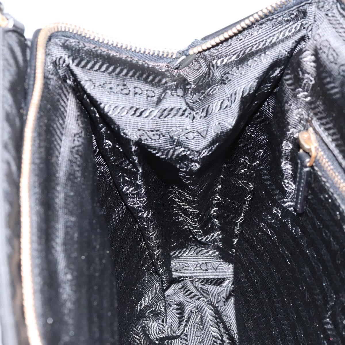 PRADA Hand Bag Nylon Black Gold Auth 151341