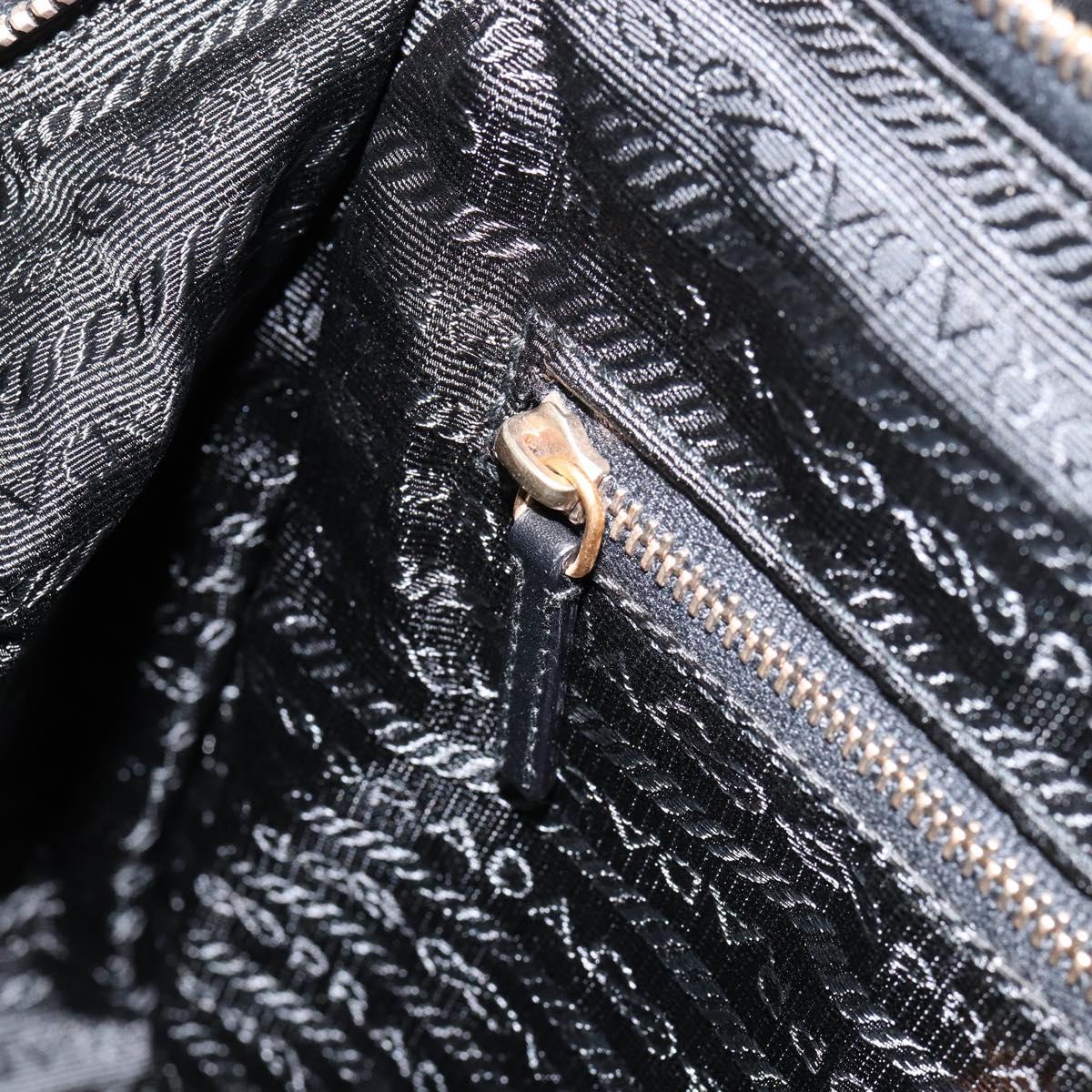 PRADA Hand Bag Nylon Black Gold Auth 151341