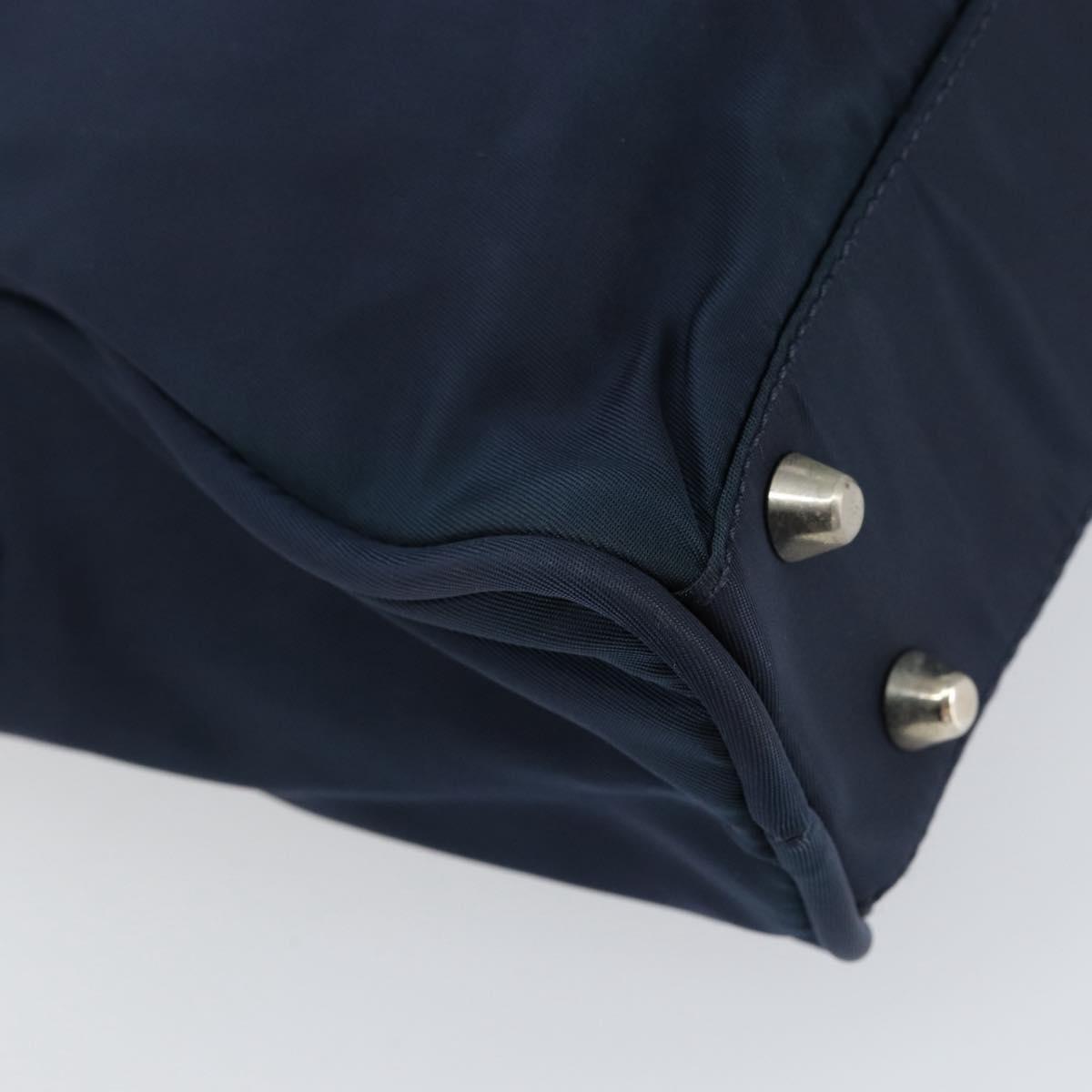 PRADA Hand Bag Nylon Navy Silver Auth 151342