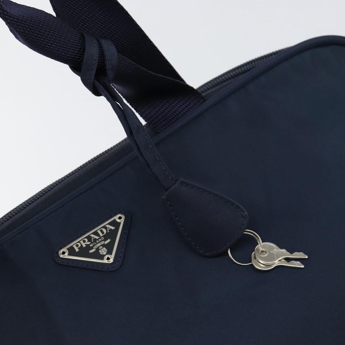 PRADA Hand Bag Nylon Navy Silver Auth 151342