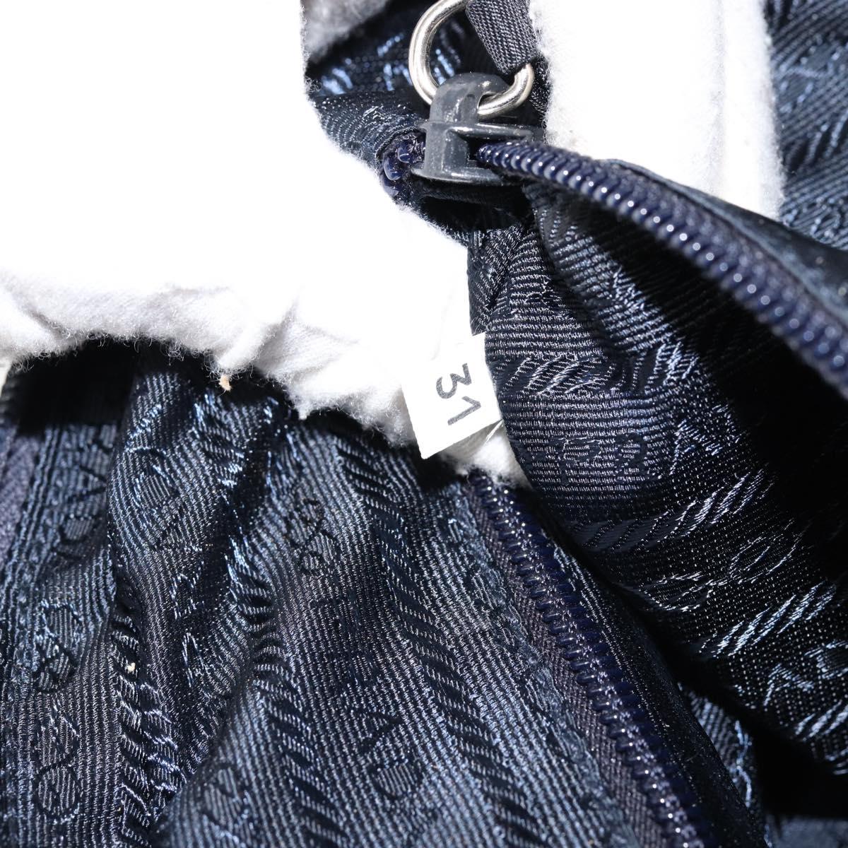 PRADA Hand Bag Nylon Navy Silver Auth 151342