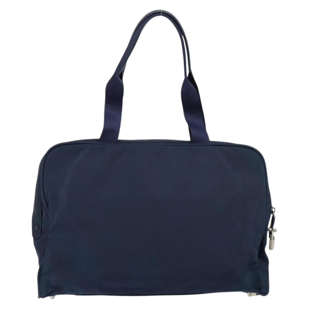 PRADA Hand Bag Nylon Navy Silver Auth 151342