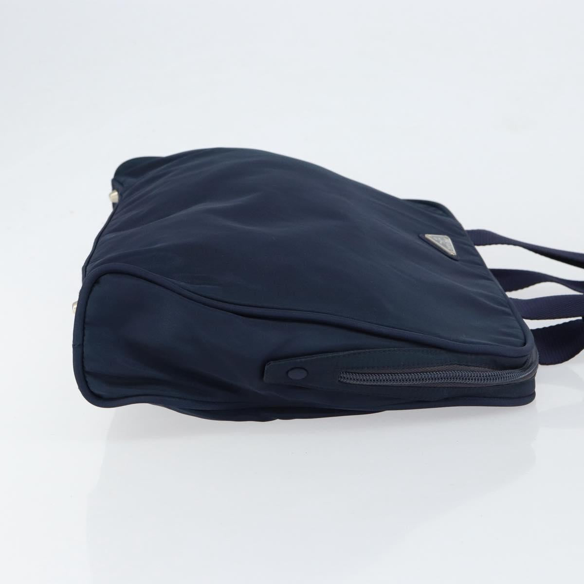 PRADA Hand Bag Nylon Navy Silver Auth 151342