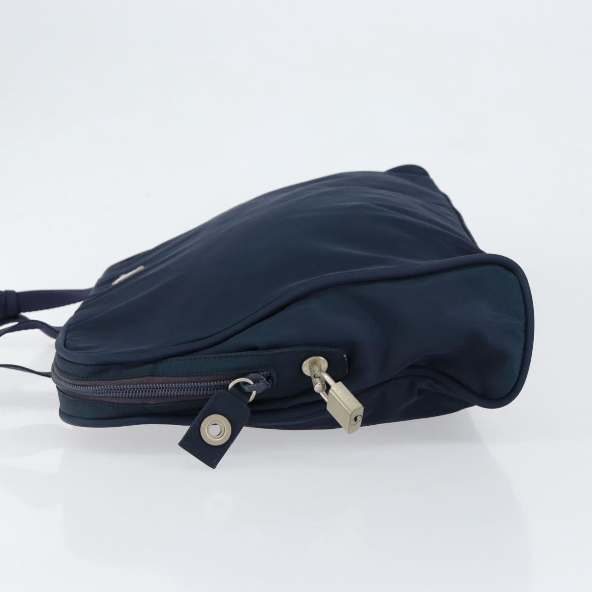 PRADA Hand Bag Nylon Navy Silver Auth 151342