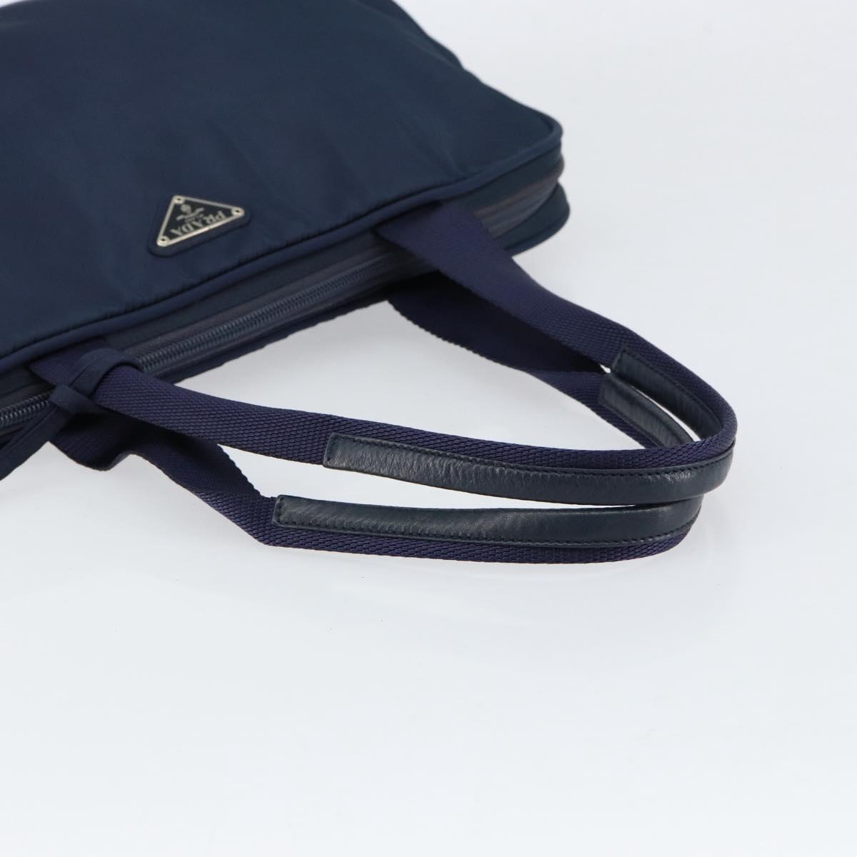 PRADA Hand Bag Nylon Navy Silver Auth 151342