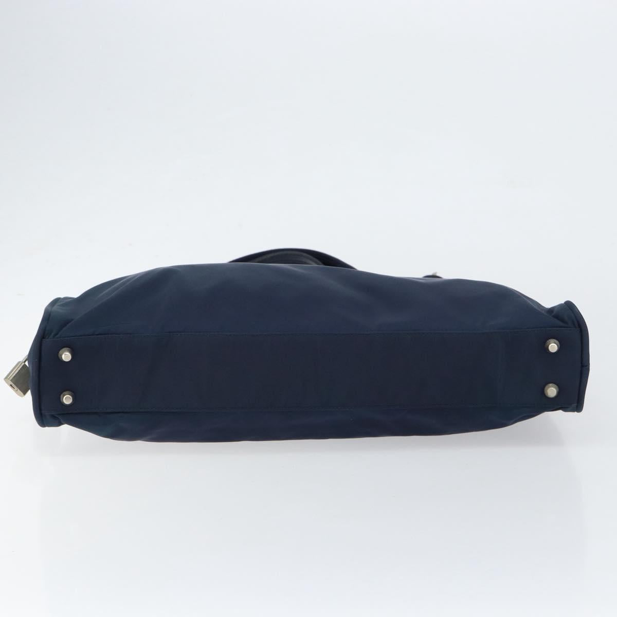 PRADA Hand Bag Nylon Navy Silver Auth 151342