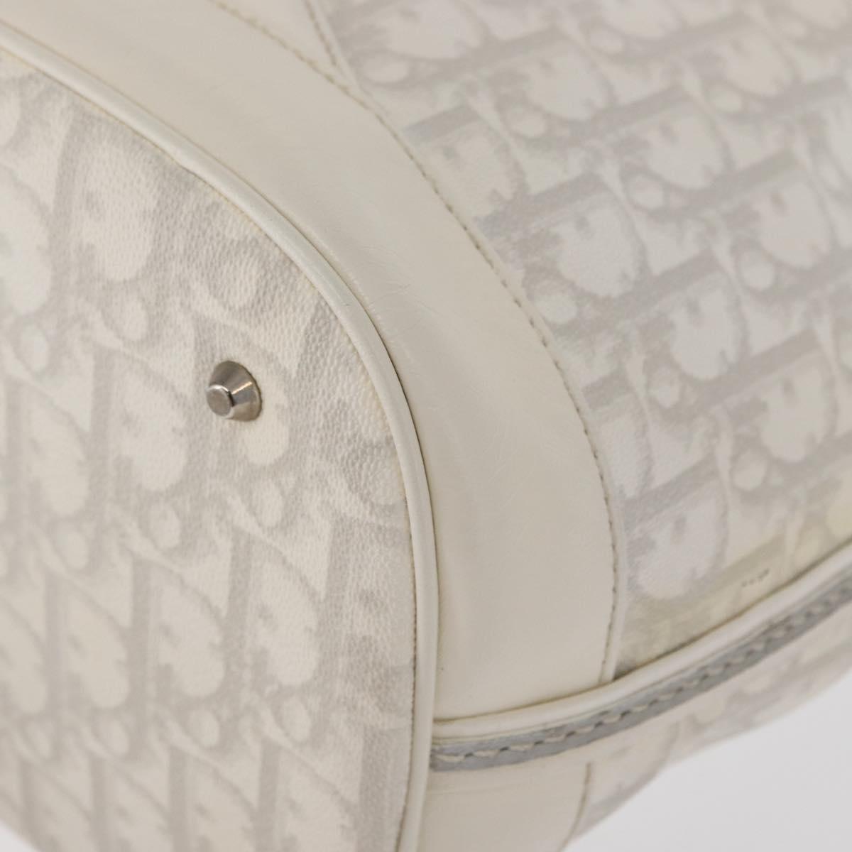 Christian Dior Trotter Romantic Chain Shoulder Bag PVC White Silver Auth 151343V