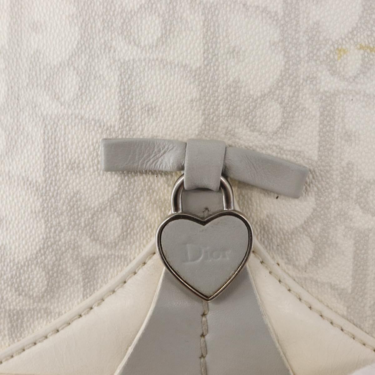 Christian Dior Trotter Romantic Chain Shoulder Bag PVC White Silver Auth 151343V