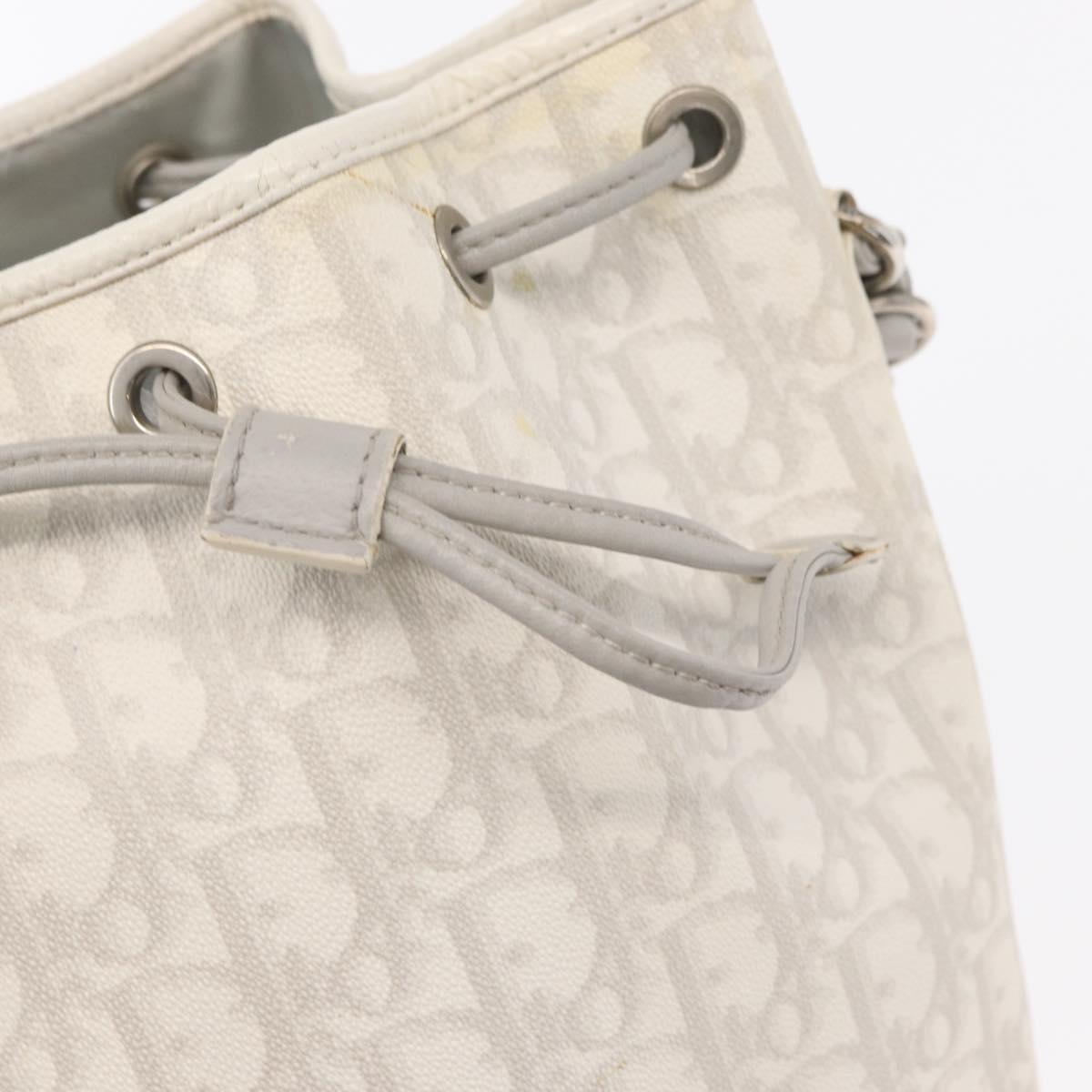 Christian Dior Trotter Romantic Chain Shoulder Bag PVC White Silver Auth 151343V