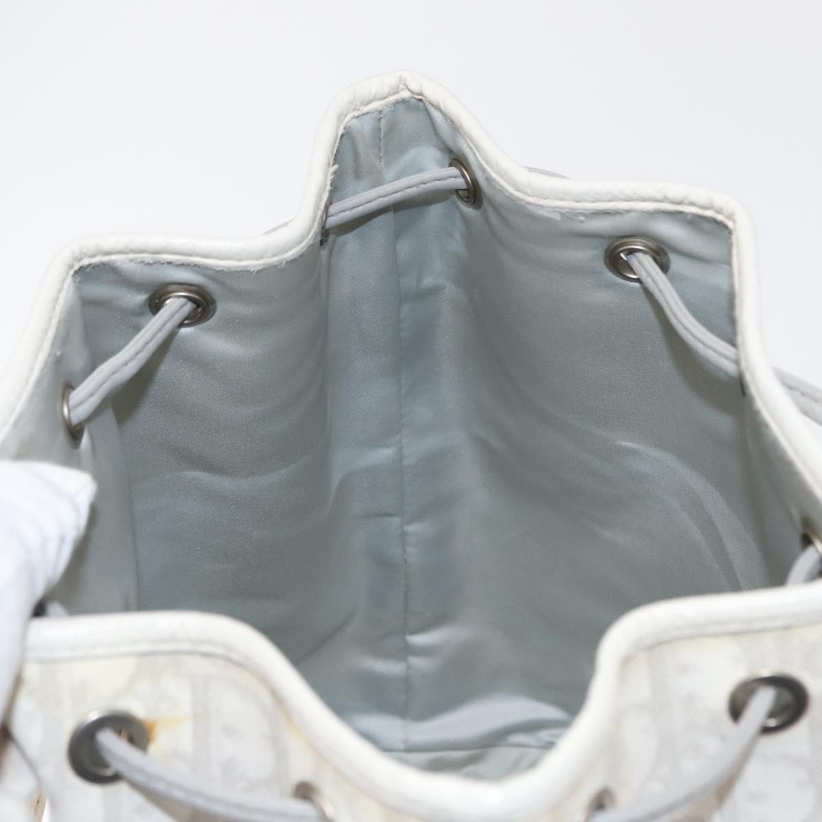 Christian Dior Trotter Romantic Chain Shoulder Bag PVC White Silver Auth 151343V