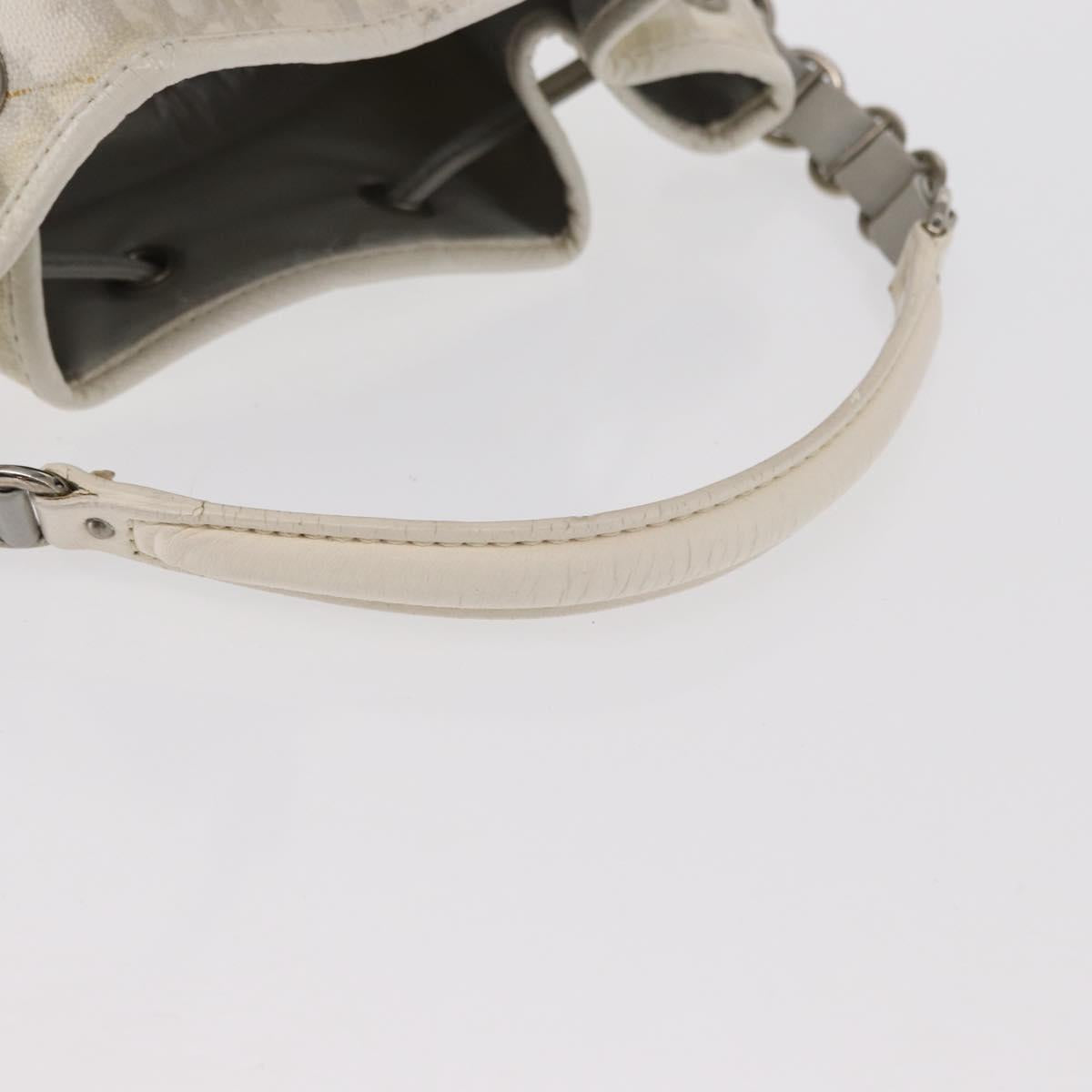 Christian Dior Trotter Romantic Chain Shoulder Bag PVC White Silver Auth 151343V
