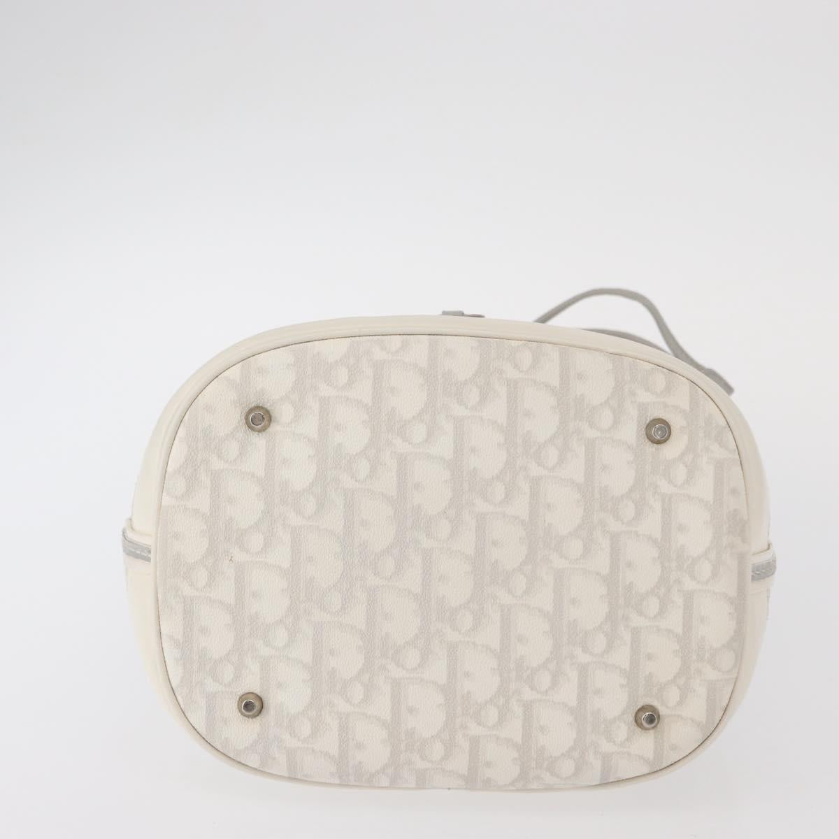 Christian Dior Trotter Romantic Chain Shoulder Bag PVC White Silver Auth 151343V