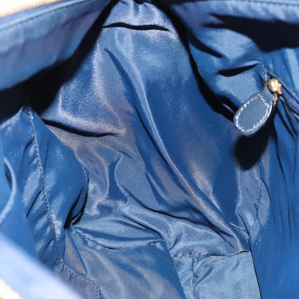 Christian Dior Trotter Canvas Boston Bag Navy Gold Auth 151345V