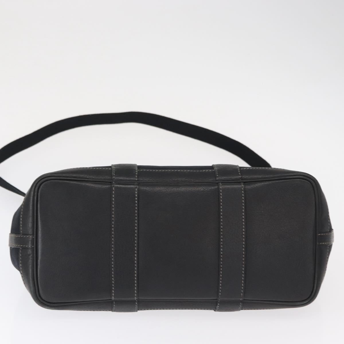 HERMES Garden Party TPM Hand Bag Canvas 2way Black Silver Auth 151346