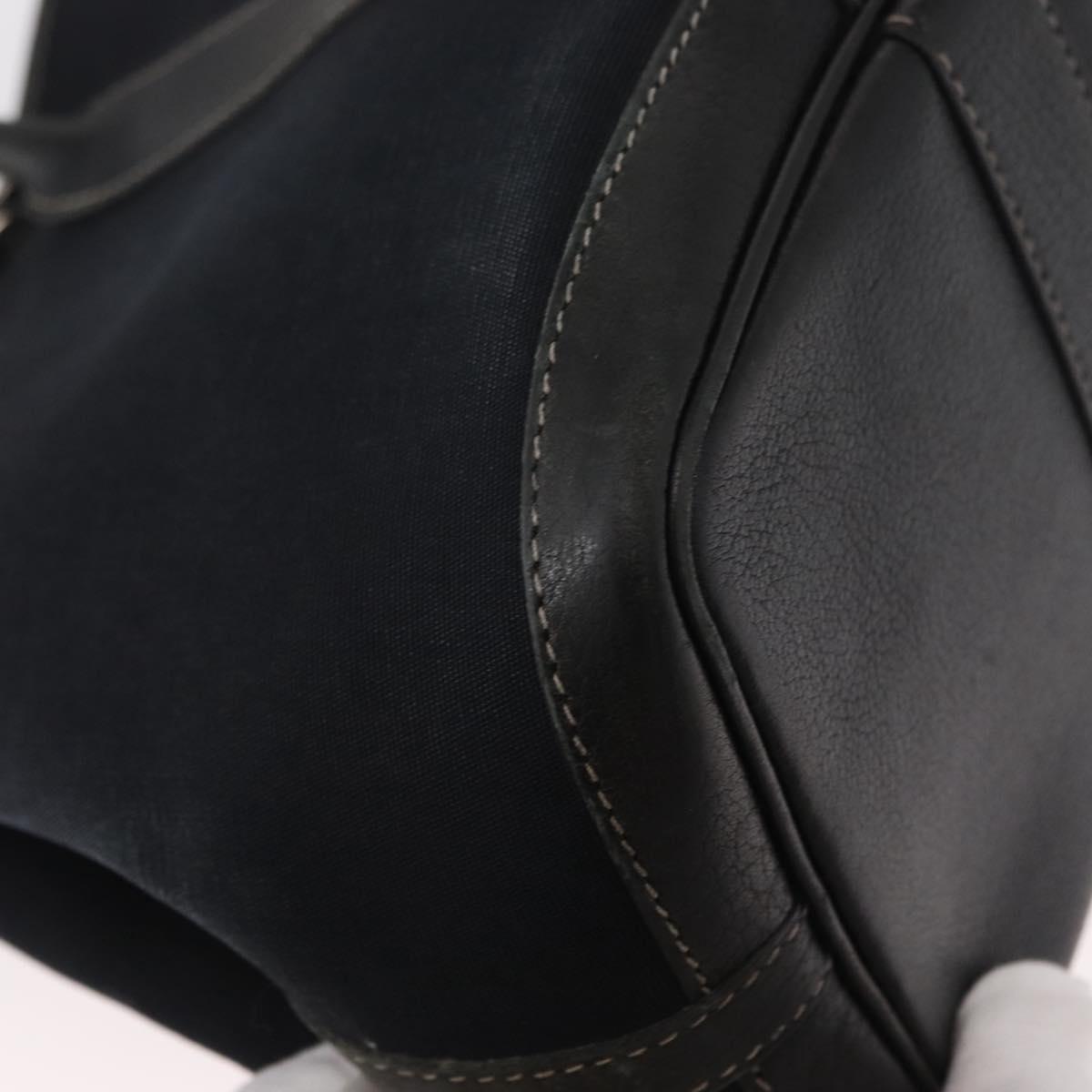 HERMES Garden Party TPM Hand Bag Canvas 2way Black Silver Auth 151346