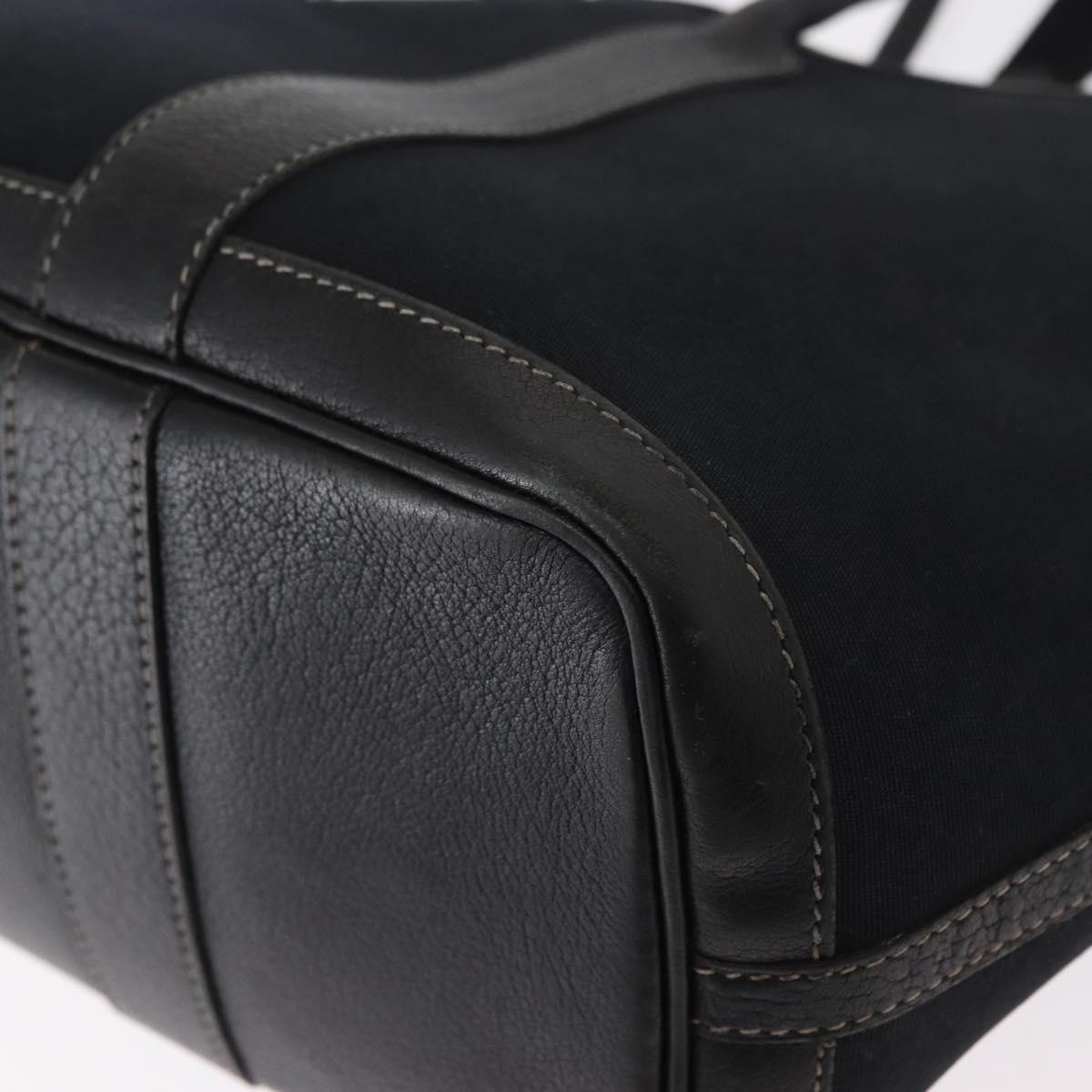 HERMES Garden Party TPM Hand Bag Canvas 2way Black Silver Auth 151346