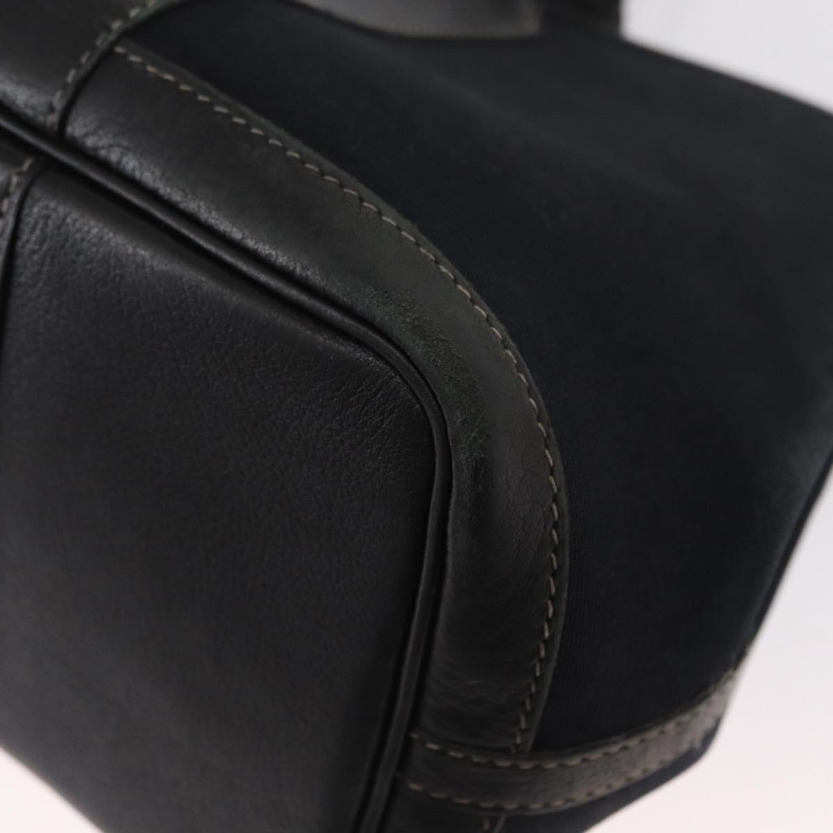 HERMES Garden Party TPM Hand Bag Canvas 2way Black Silver Auth 151346