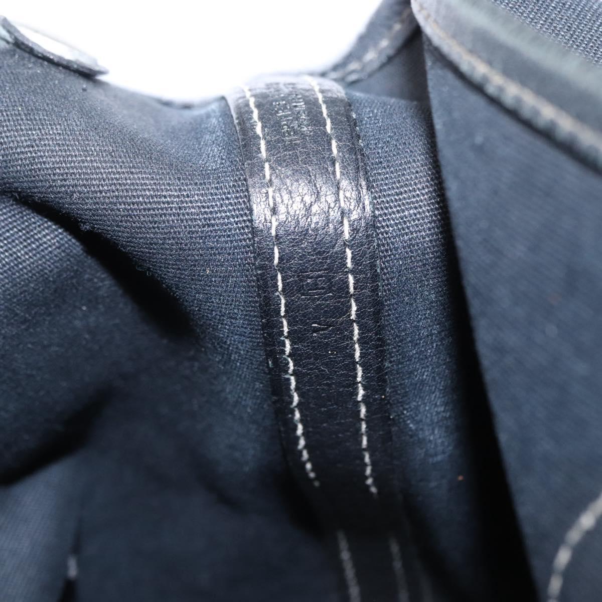 HERMES Garden Party TPM Hand Bag Canvas 2way Black Silver Auth 151346