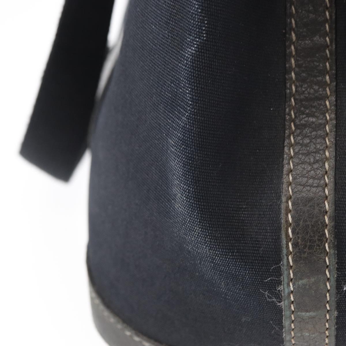 HERMES Garden Party TPM Hand Bag Canvas 2way Black Silver Auth 151346