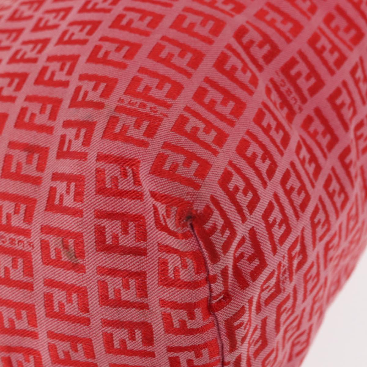 FENDI Zucchino Canvas Tote Bag Red Auth 151348