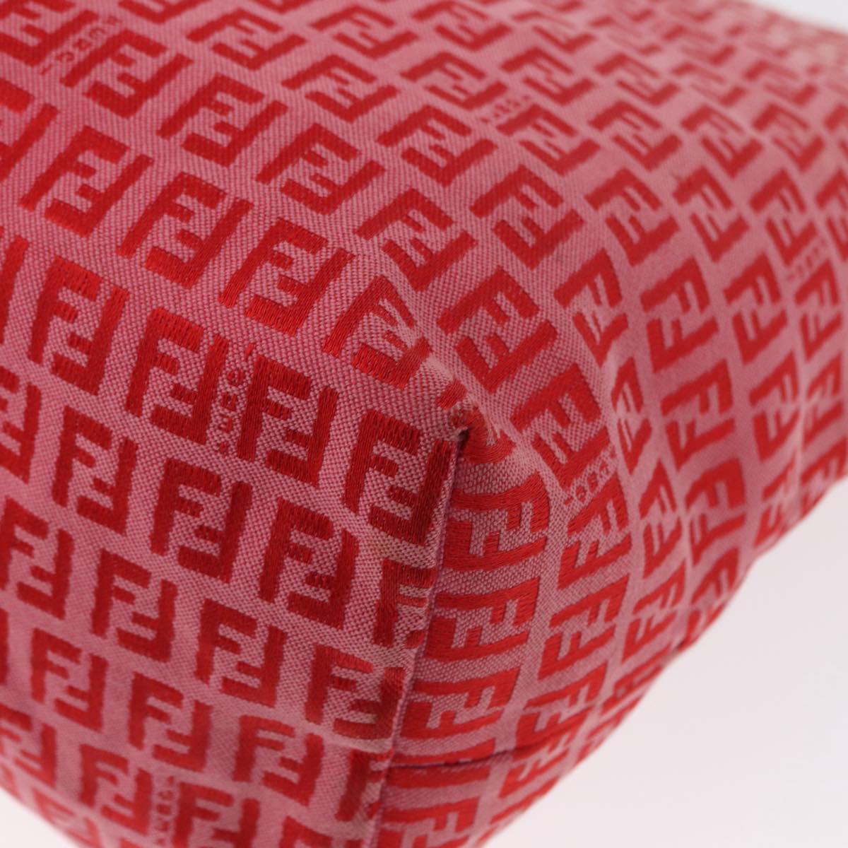 FENDI Zucchino Canvas Tote Bag Red Auth 151348