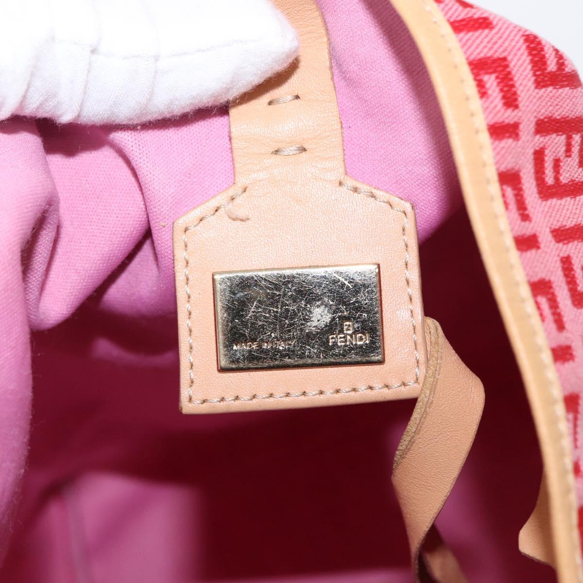 FENDI Zucchino Canvas Tote Bag Red Auth 151348