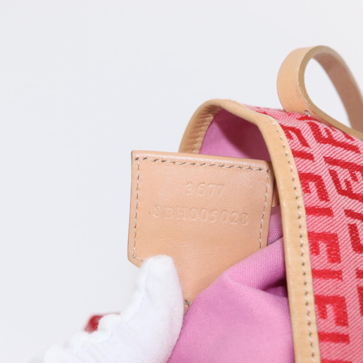 FENDI Zucchino Canvas Tote Bag Red Auth 151348