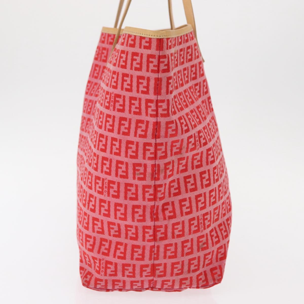 FENDI Zucchino Canvas Tote Bag Red Auth 151348