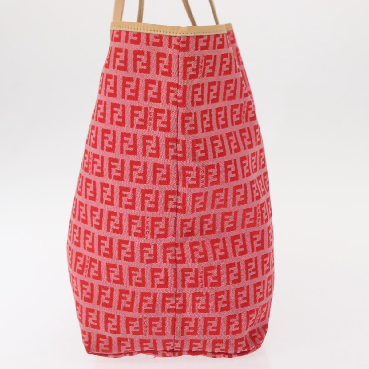 FENDI Zucchino Canvas Tote Bag Red Auth 151348