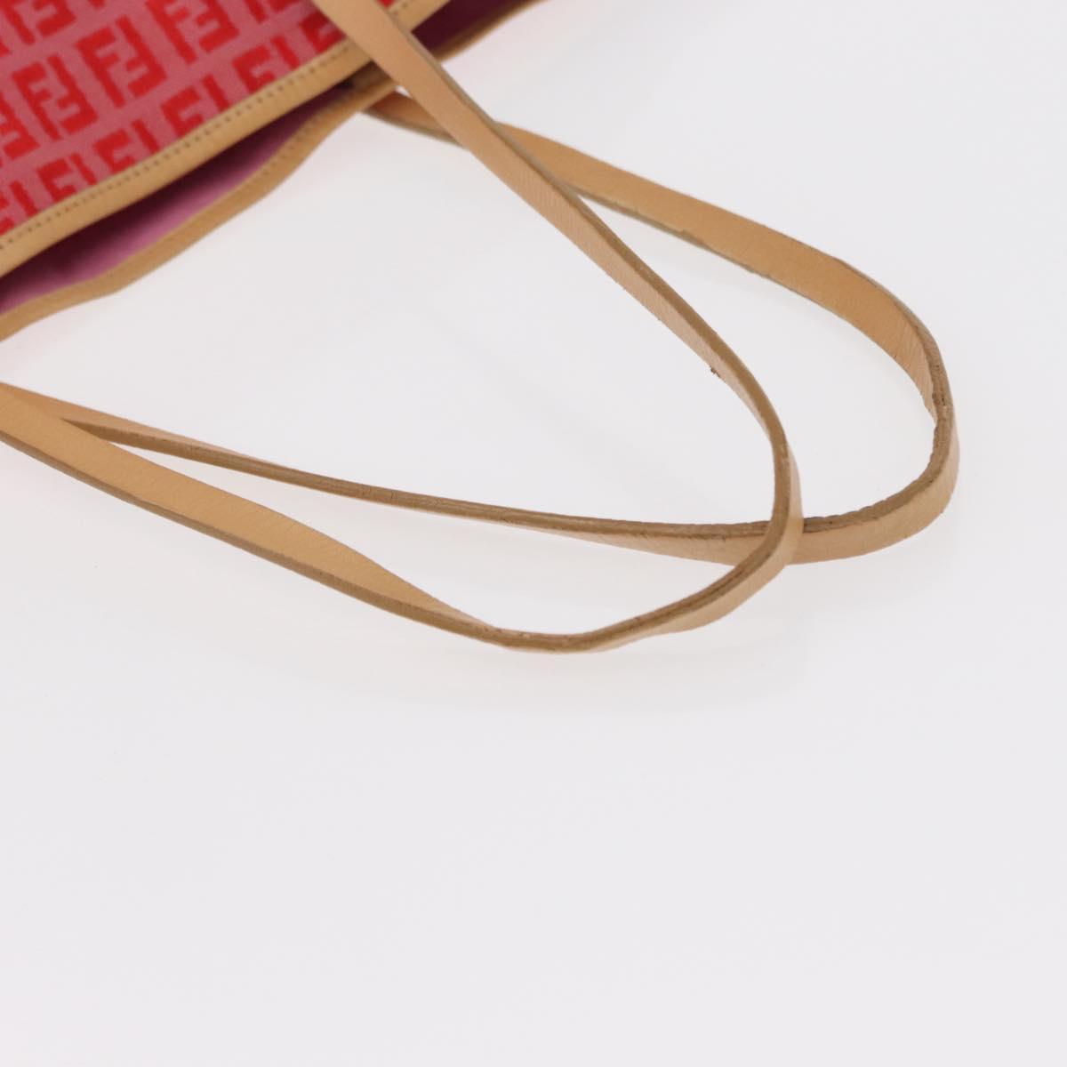 FENDI Zucchino Canvas Tote Bag Red Auth 151348