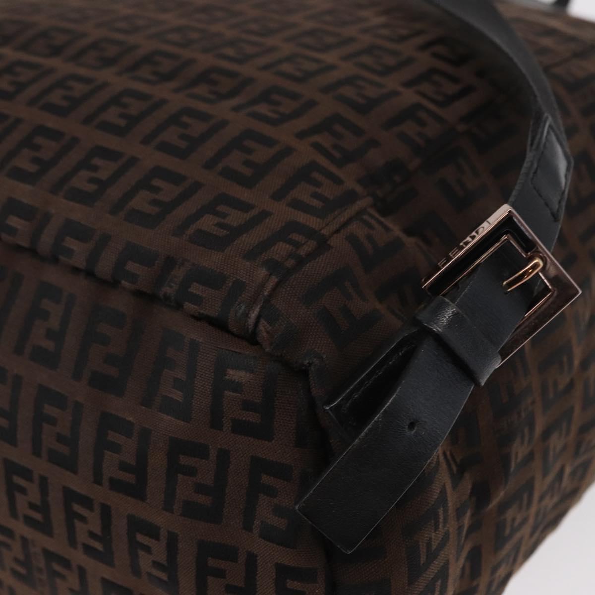 FENDI Zucchino Canvas Backpack Brown Black Auth 151350